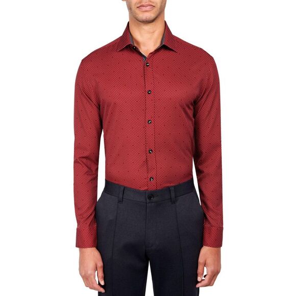 Society of Threads Mens Dotted Button Down Dress Shirt, Red, NWT - Picture 1 of 1